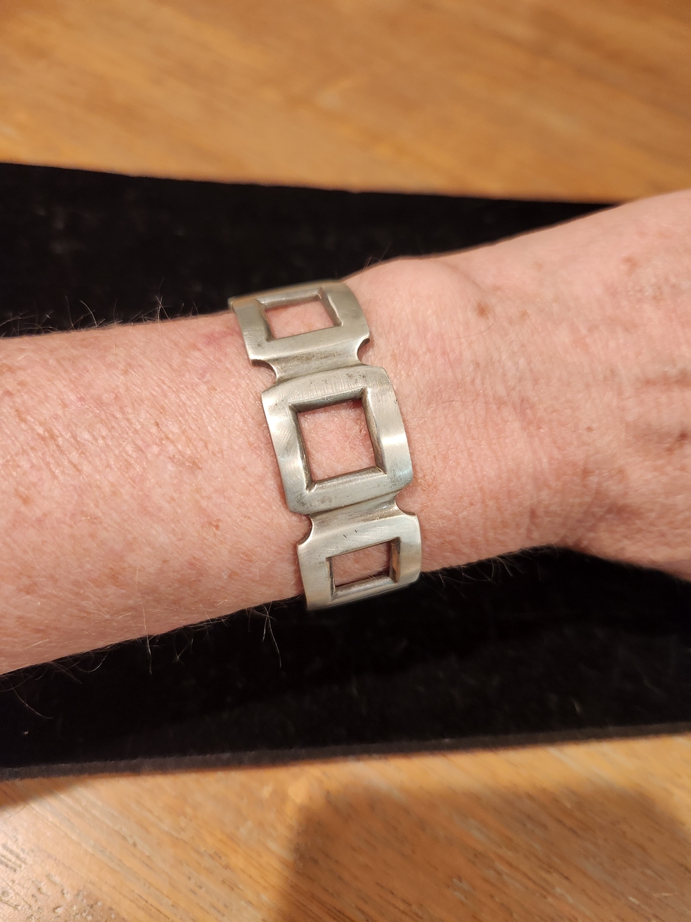 Chunky Sterling Silver Geometric Link Bracelet